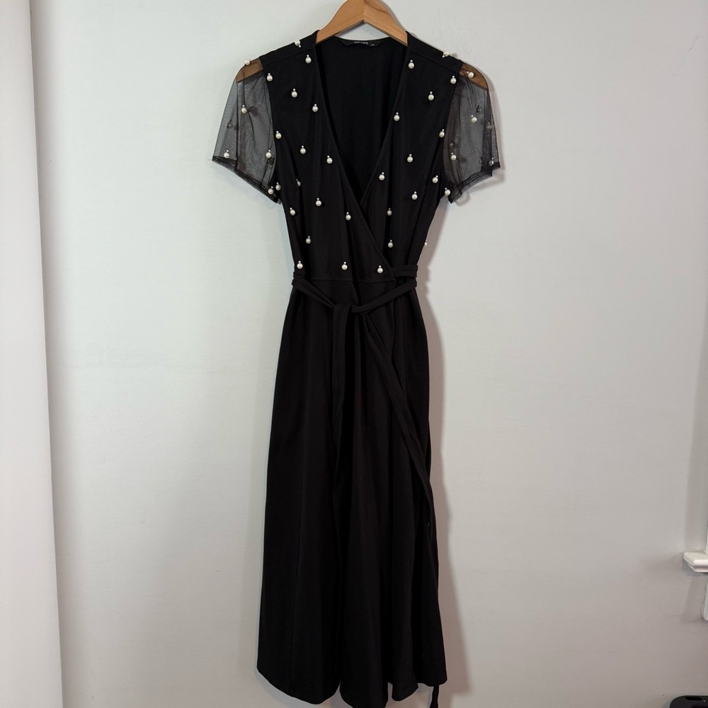 eShakti size 12 Dress with Pearl Accents and Tie Waist
